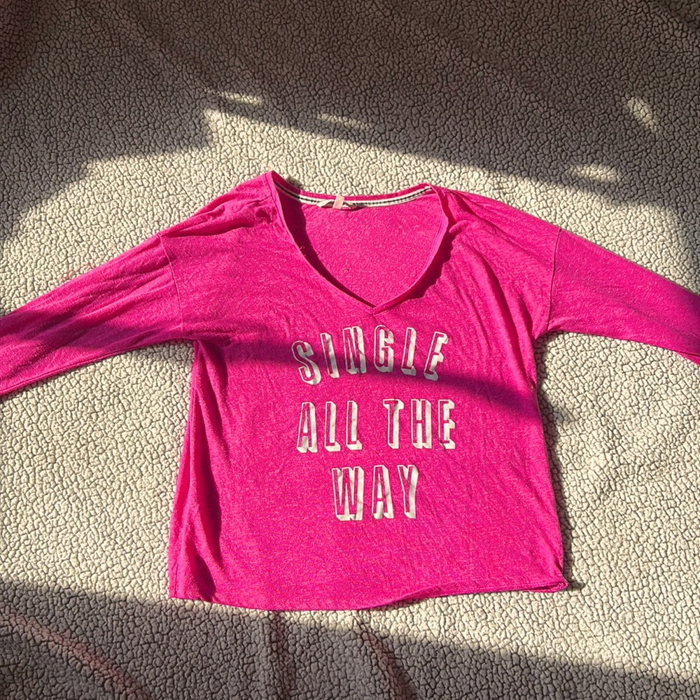 Medium, long sleeved, pajama shirt from Victoria’s Secret, “Single All The Way”